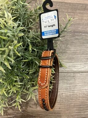 Outlaw Collection NWT Tan Leather‎ Studded 5/8 11 Inch Dog Collar